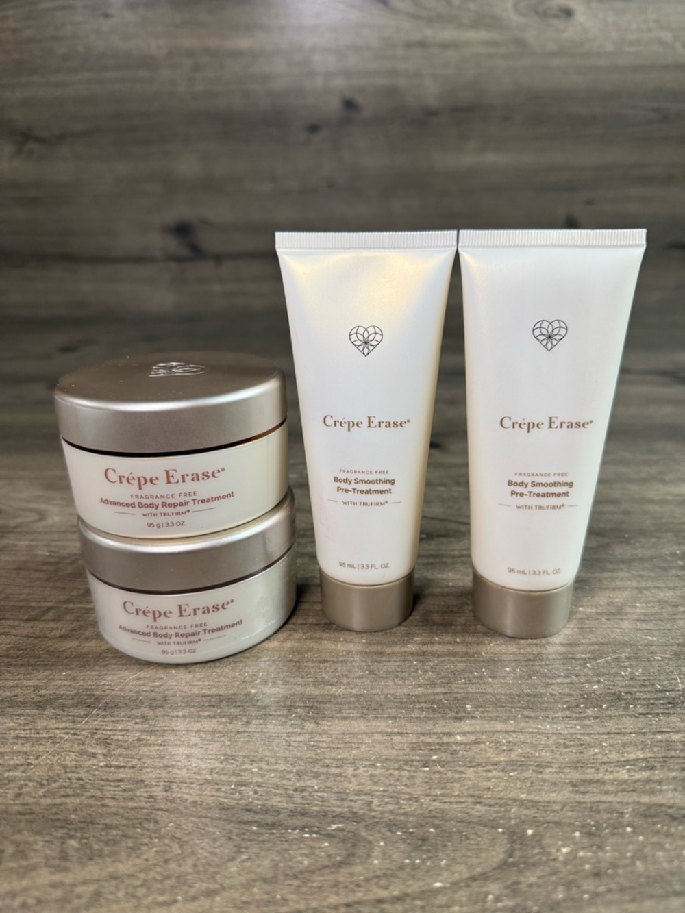 (2) Crepe Erase Adv. Body Repair w/ Trufirm (2) Body Building Smooth Pre Treat